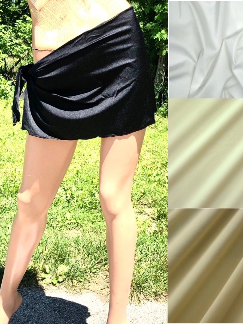 High Quality Short Tie Sarong Spandex Skirt 8 Neutral Color Choices~Plus Size 1X